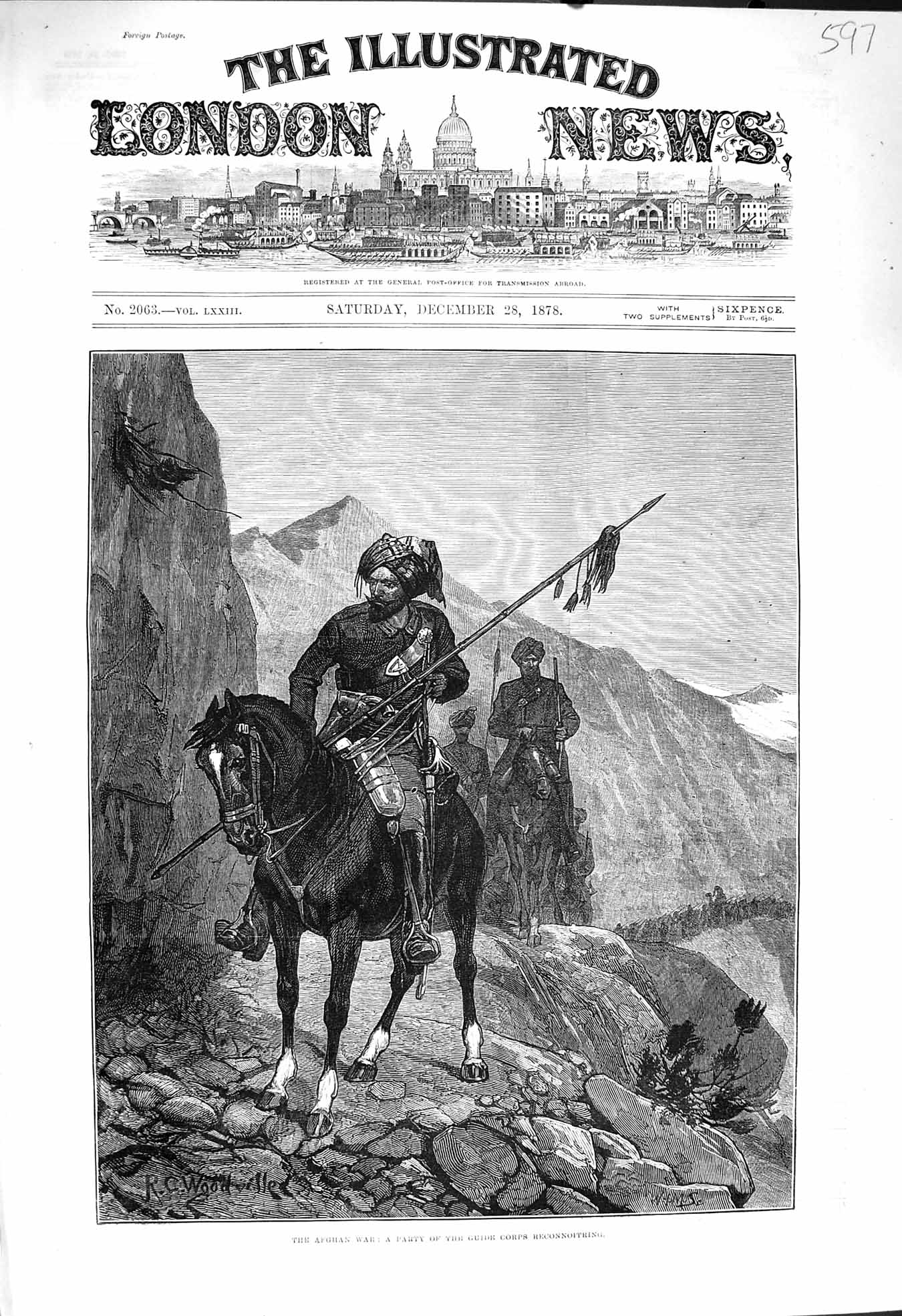 Old Antique Print 1878 Afghan War Party Guide Corps Reconnoitring Horses 19th