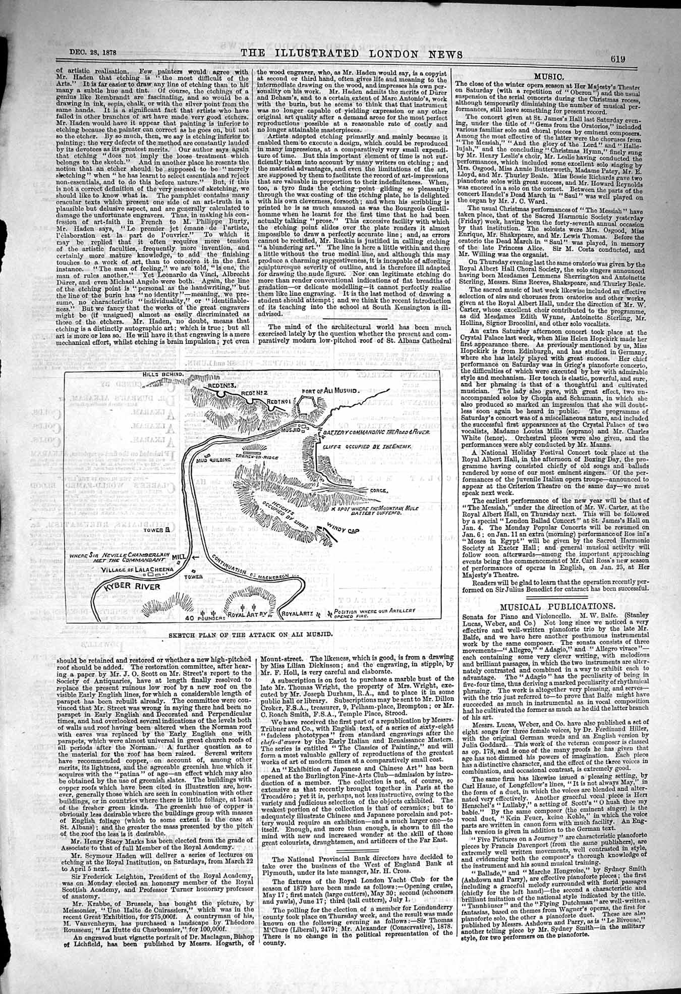 Original Old Antique Print 1878 Sketch Plan Map Attack Ali Musjid Kyber River