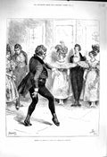 Original Old Antique Print 1878 Fashioned Dancing Men Ladies Romance Barnard