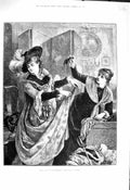 Original Old Antique Print 1878 Young Faces Fashion Ladies Dresses Ridley 19th