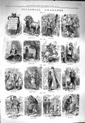 Old Antique Print 1878 Pictoral Charades Jousting Lion Costumes Children 19th