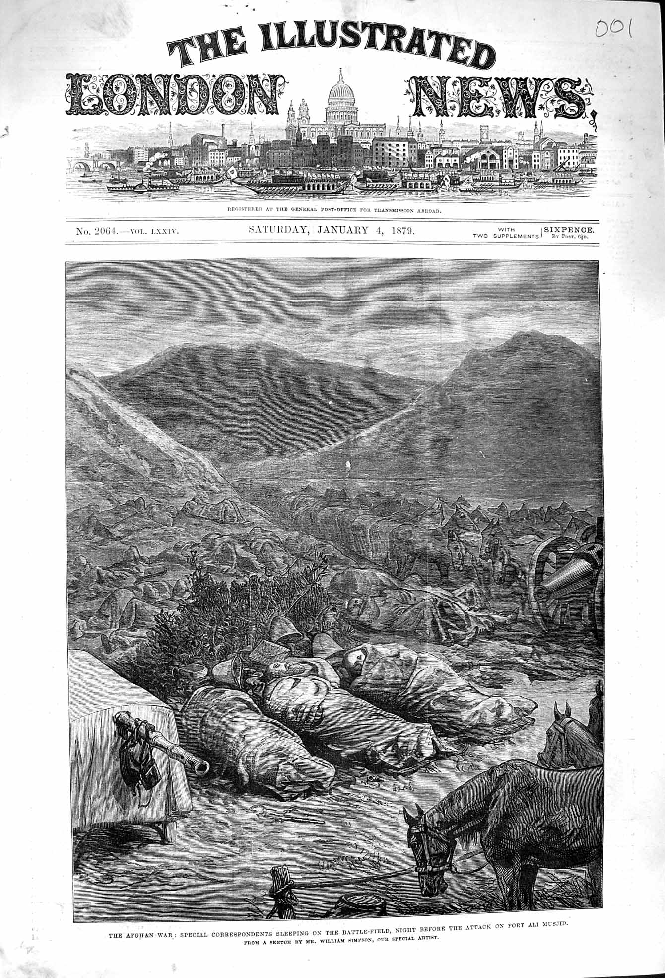 Original Old Antique Print 1879 Afghan War Battle-Field Special Corresp 19th