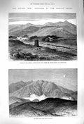 Old Antique Print 1879 Afghan War Khyber River Mountains Fort Ali Musjid 19th
