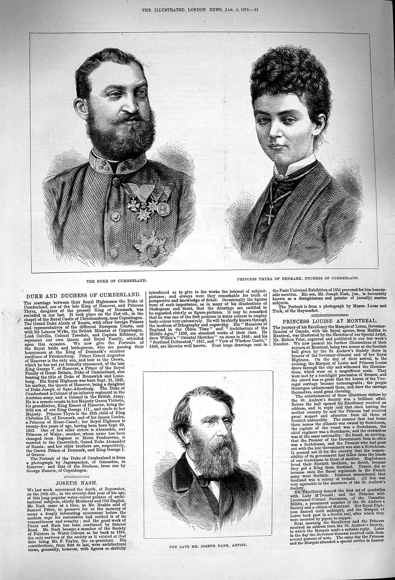 Antique Print *3257 1879 Duke Cumberland Princess Thyra Joseph Nash Artist