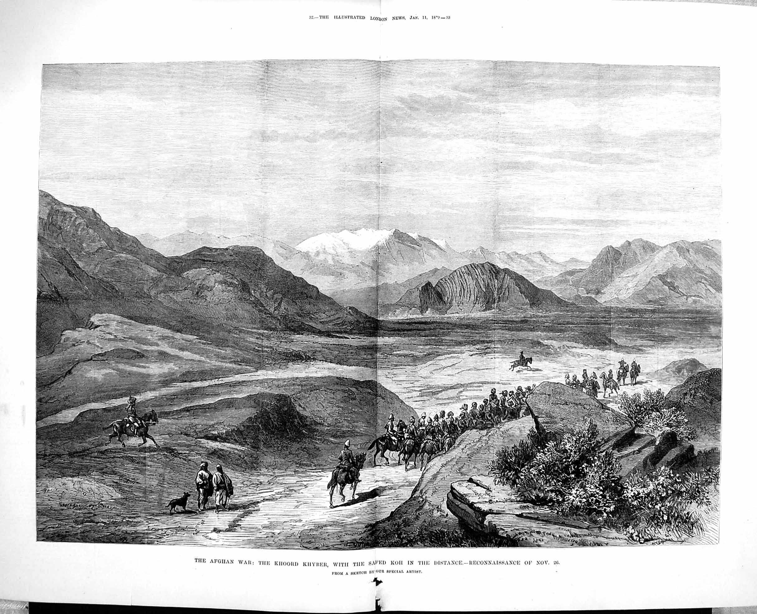 Original Old Antique Print 1879 Afghan War Khoord Khyber Safed Koh Mountains 0