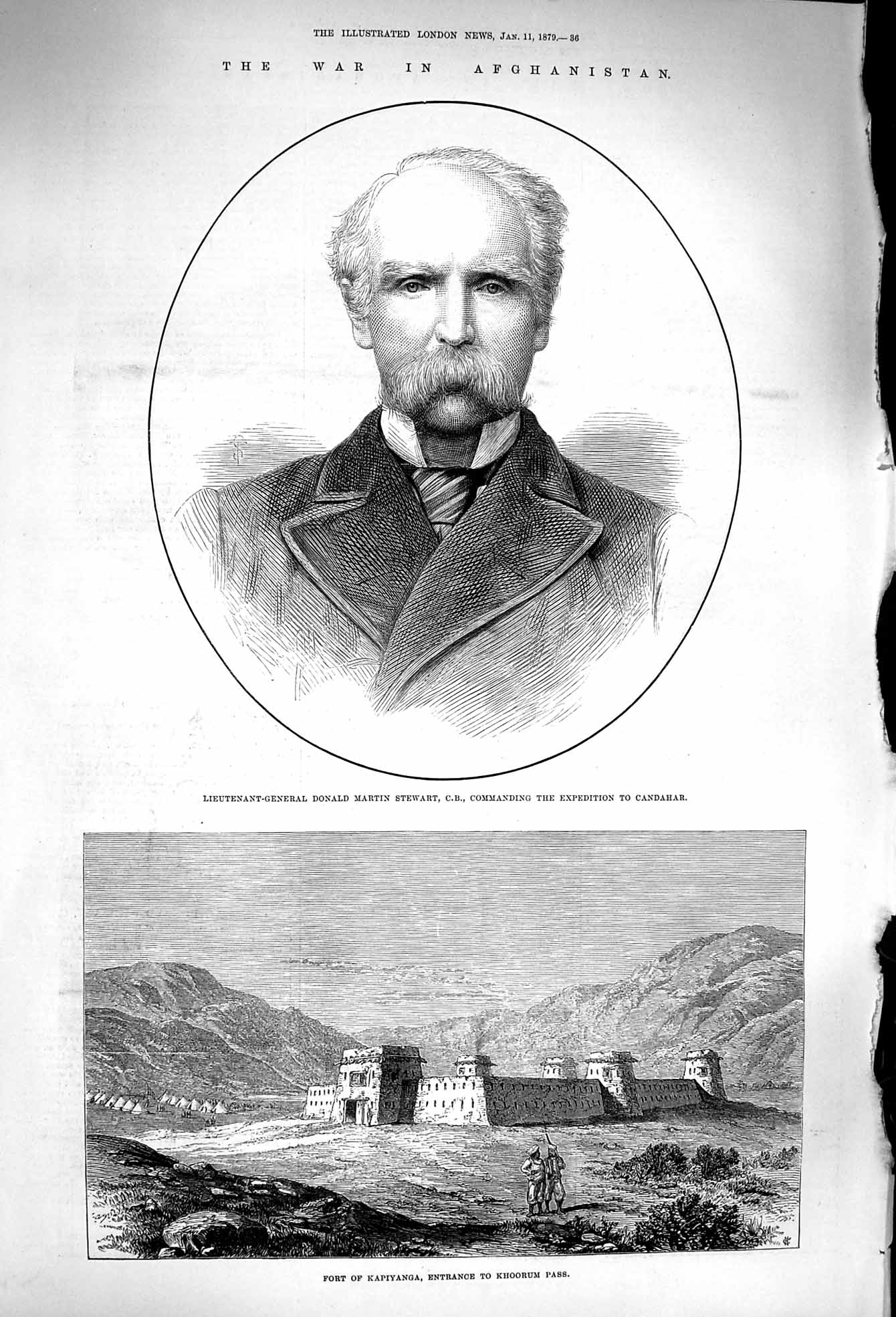 Old Antique Print 1879 Donald Stewart Fort Kipiyanga Khoorum Khyber Pass 19th
