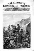 Original Old Antique Print 1879 Afghan War Attack Baggage Train Koruh Manga 19th