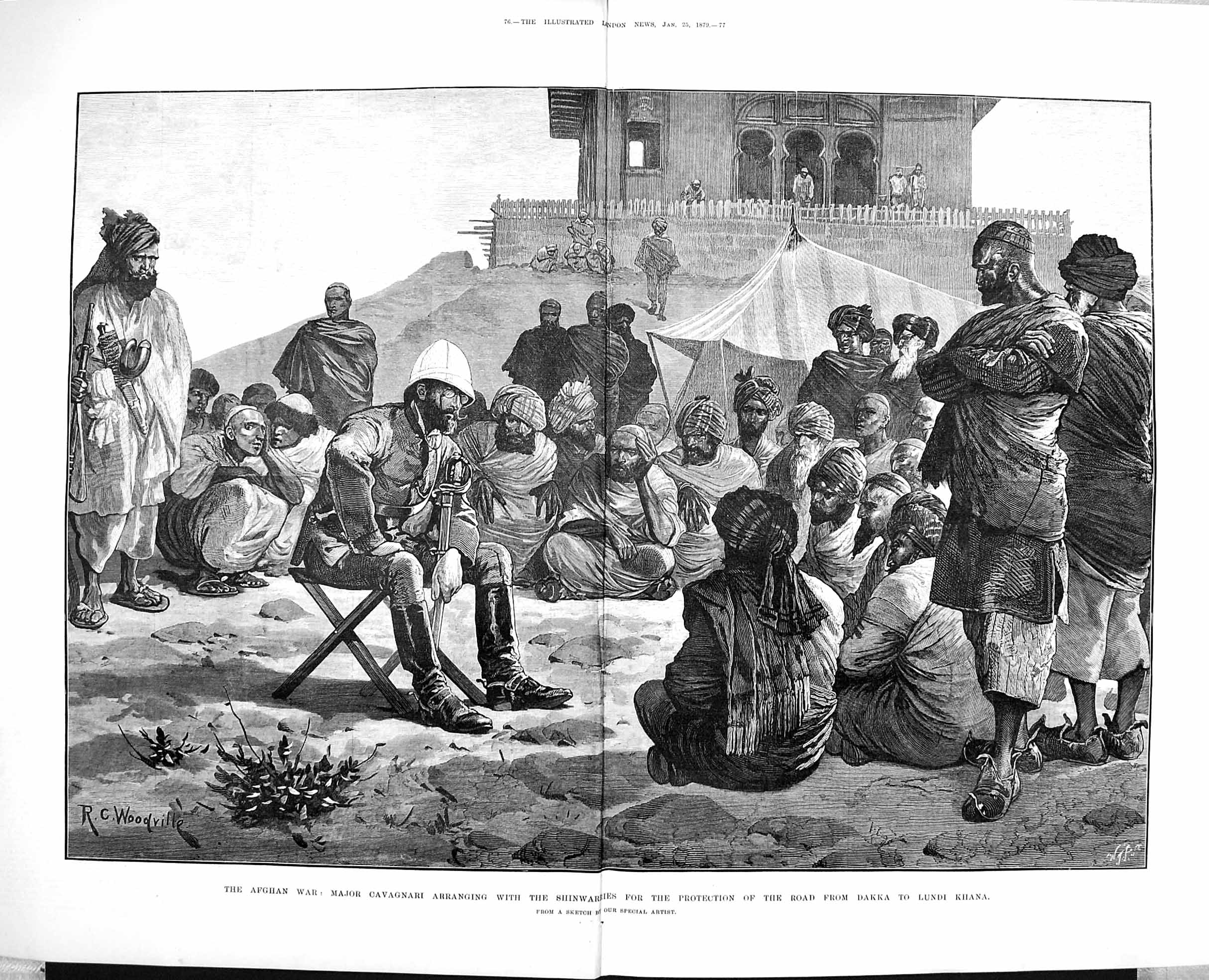 Antique Old Print 1879 Afghan War Major Cavagnari Shinwarries Dakka Lundi 0 19th