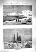 Original Old Antique Print 1879 Dutch Arctic Zeeuwsche Uitkyk Spitzbergen 19th