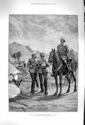 Original Old Antique Print 1879 Afghan War Camp 10Th Hussars Dakka Siers Horse