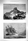 Old Antique Print 1879 Afghan War Ishpola Tope Khyber Ship Constitution 19th