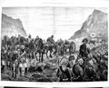 Original Old Antique Print 1879 Afghan War Attack Khoorum Valley Siers Horses
