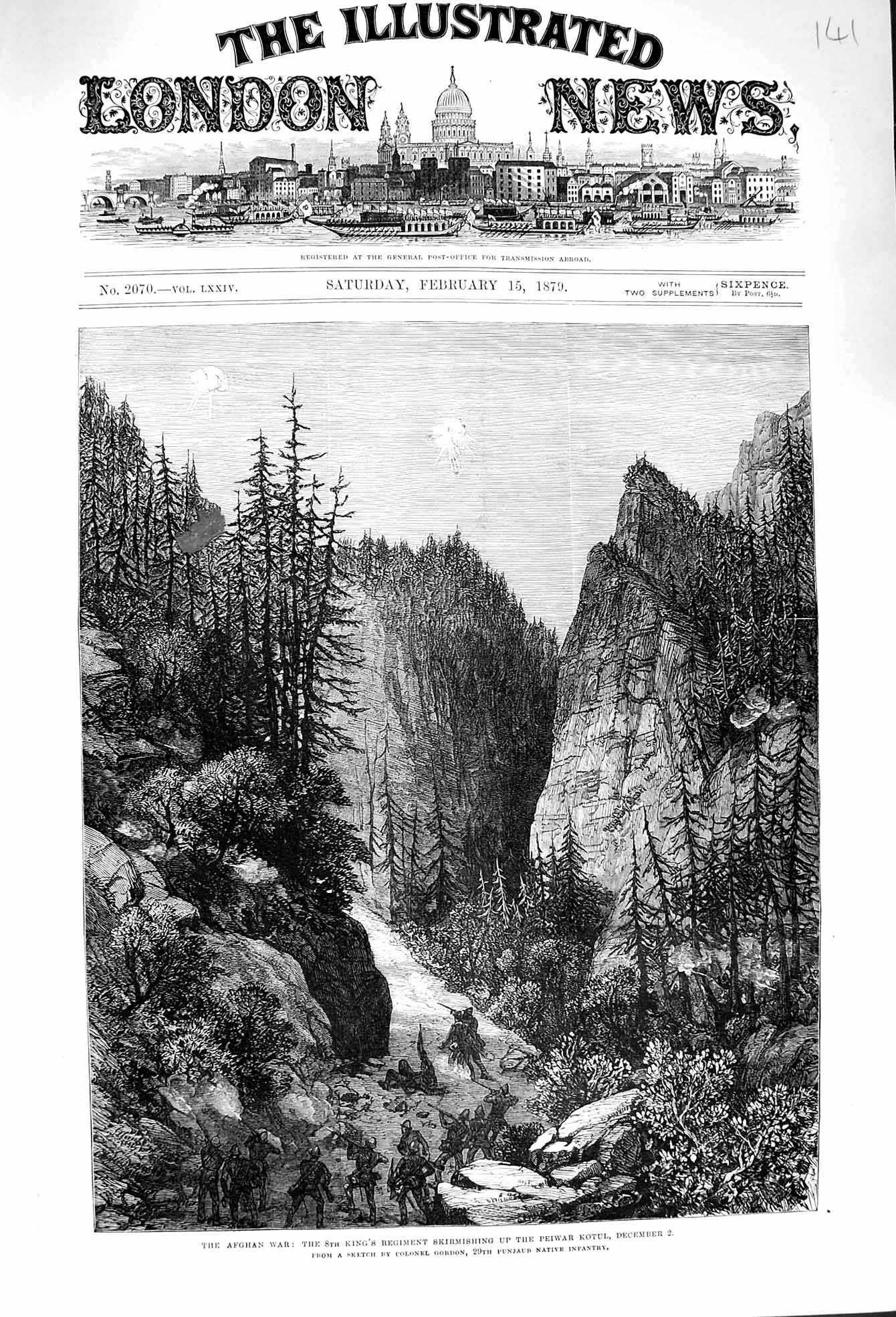 Old Antique Print 1879 Afghan War Peiwar Kotul King'S Regiment Skirmish 19th