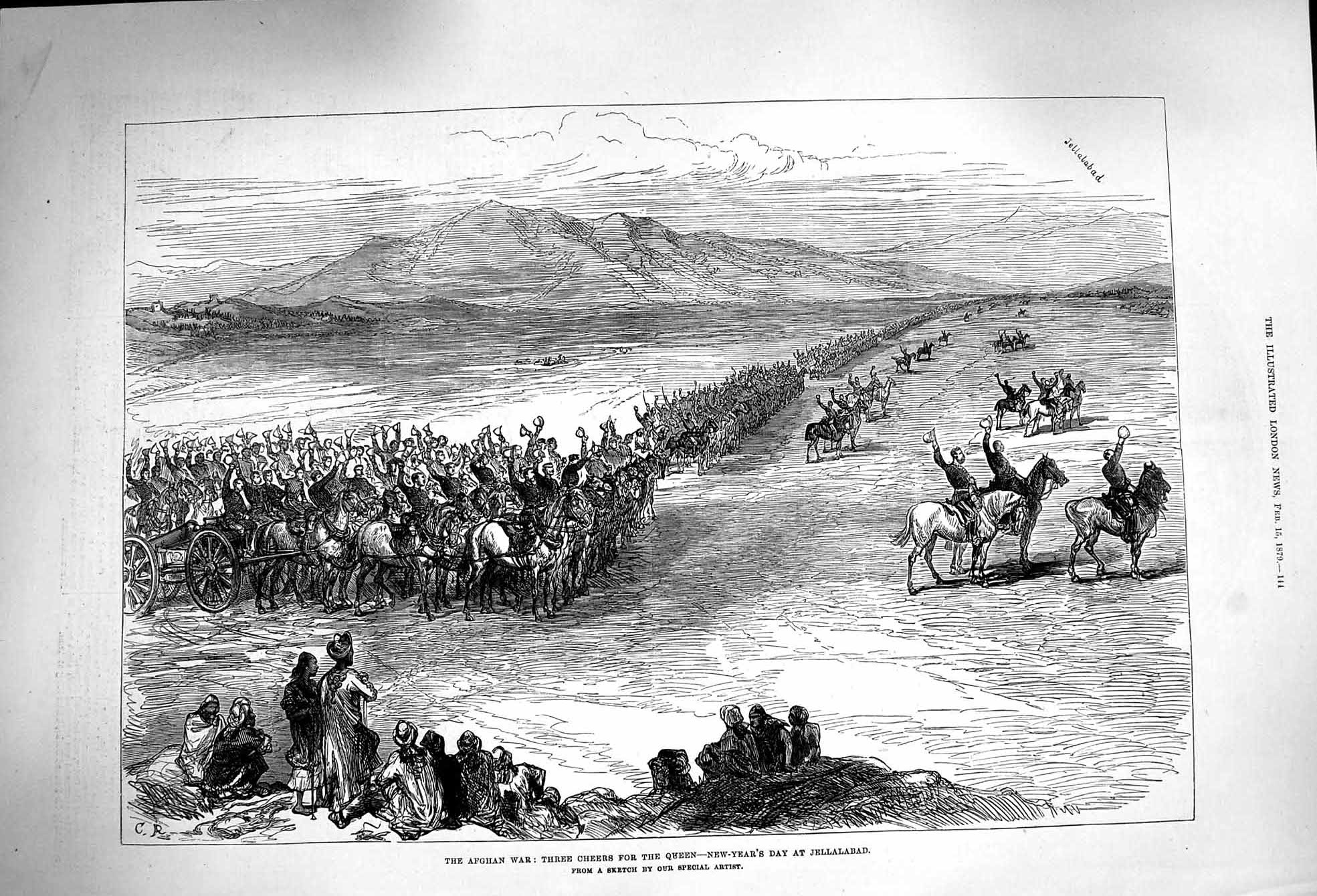 Original Old Antique Print 1879 Afghan War Queen Jellalabad Siers Horses 19th