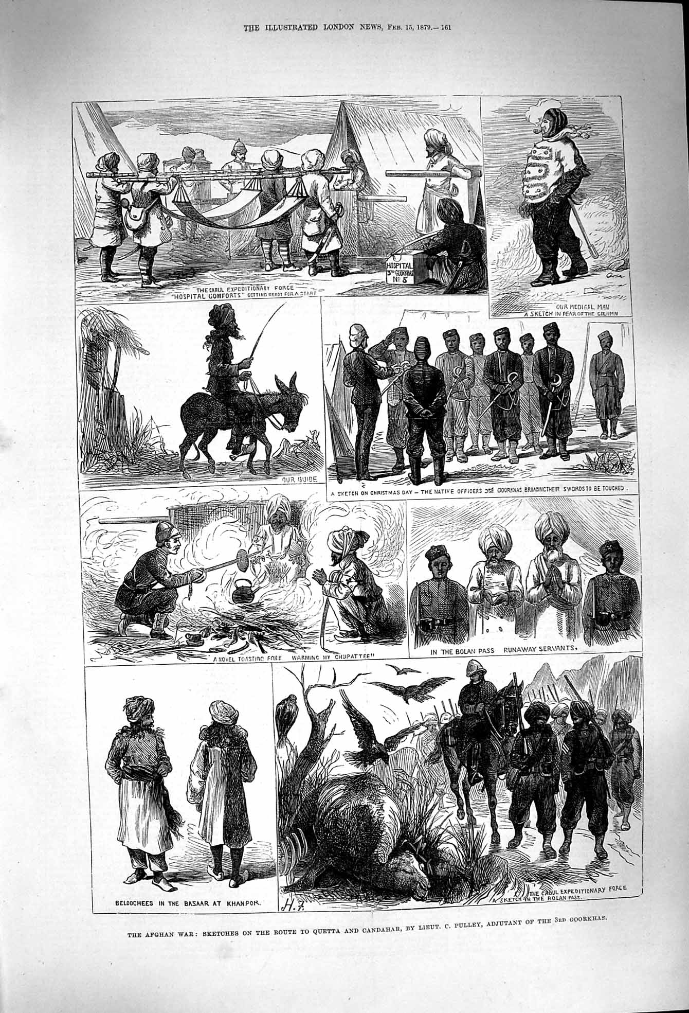 Original Old Antique Print 1879 Afghan War Quetta Candahar Pulley Goorkha 19th
