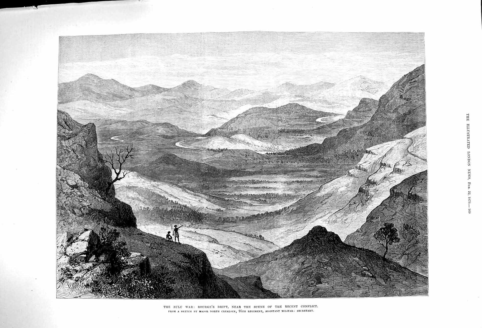 Original Old Antique Print 1879 Zulu War Rourke'S Drift Mountains F Victorian