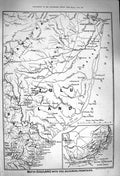 Original Old Antique Print 1879 Map Zululand Transvaal Matal Cape Colony 19th