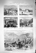 Original Old Antique Print 1879 Zulu War Siers River Transport Fort Helpmakaar