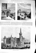 Old Antique Print 1879 Colonnade Villa Clara Chapel Lago Maggiore Italy 19th