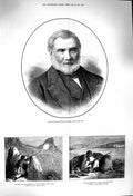 Original Old Antique Print 1879 Antonio Panizzi Duck Shooting Cabul Pheel Khana
