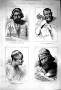 Old Antique Print 1879 Afghan Hill Tribes Hazara Shinwarri Kizilbash Khel 19th