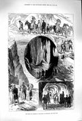 Original Old Antique Print 1879 Duke Duchess Connaught Gibraltar Michael'S Cave