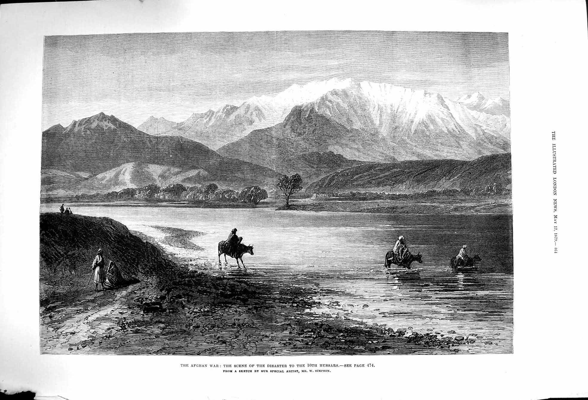 Old Antique Print 1879 Afghan War Mountains Scene Disaster 10Th Hussars 19th
