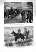 Old Antique Print 1879 Zulu War Sailors H.M.S. Shah Crossing River Ekowe 19th