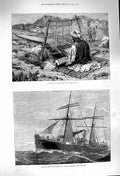 Old Antique Print 1879 Weaver Jellalabad Telegraph Ship Patrick Stewart 19th