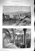 Original Old Antique Print 1879 Duke Connaught Sicily Theatre Taormina C 19th