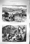 Old Antique Print 1879 Zulu War King Dragoon Pinetown King Cetewayo Cooks 19th