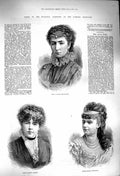 Old Antique Print 1879 Comedie Francaise Bernhardt Samary Croizette Girls 19th