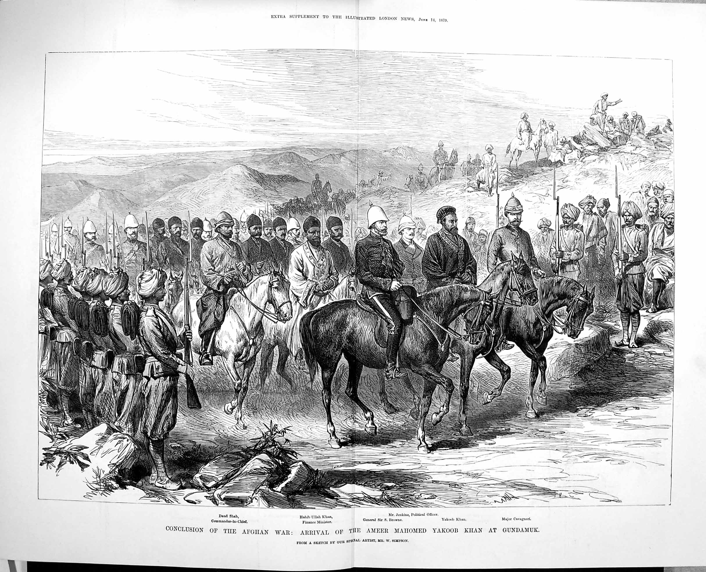 Antique Old Print *3264 1879 Afghan War Ameer Mahomed Yakoob Khan Gundamuk