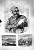 Old Antique Print 1879 Afghan Goorkha Sharpening Kookree Hada Ahin Posh 19th