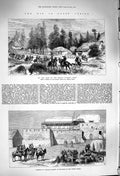Original Old Antique Print 1879 War Africa Curry'S Post Verulam Laager Tugela