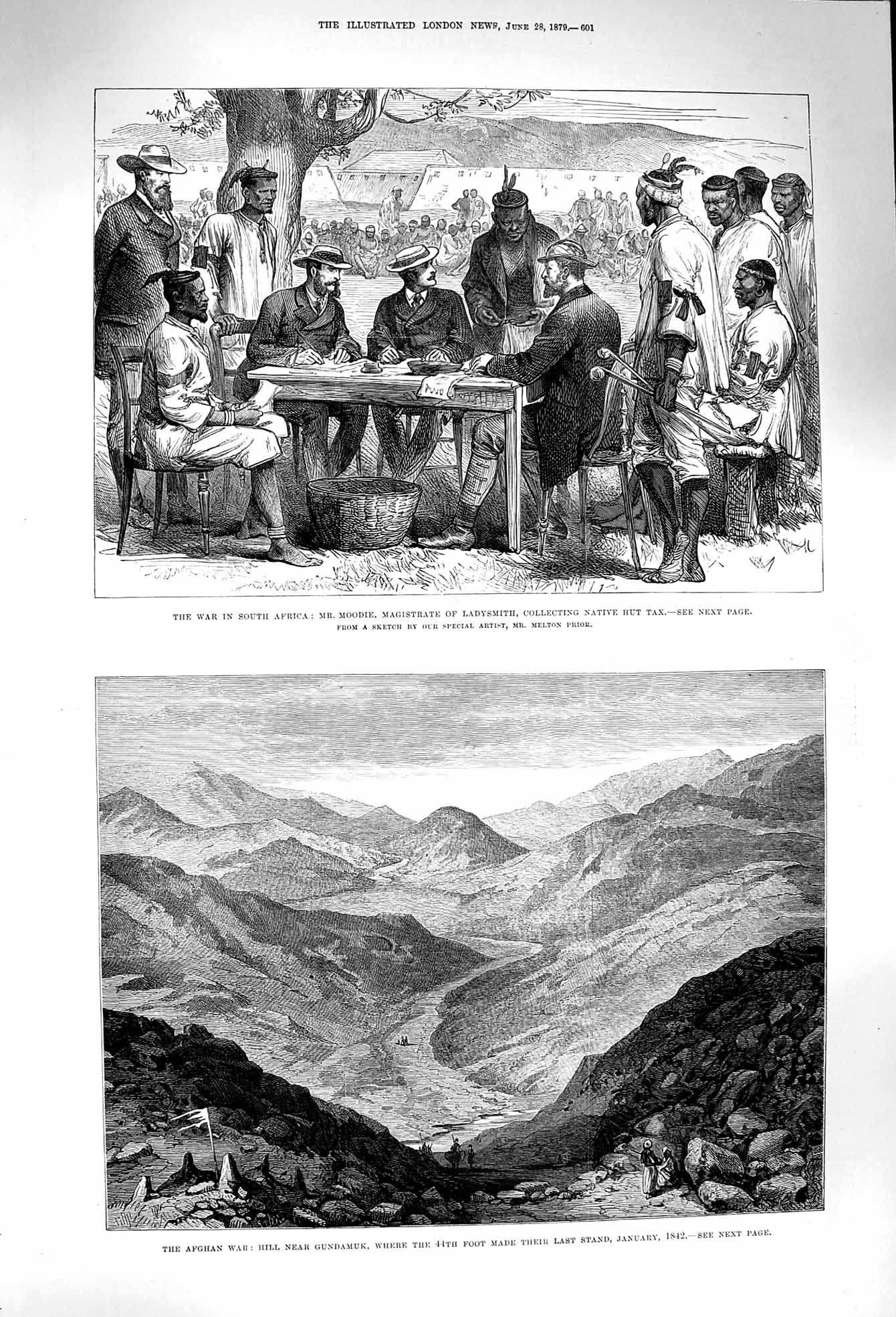 Old Antique Print 1879 War Africa Moodie Ladysmith Afghan Gundamuk Hill 19th