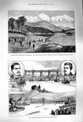 Old Antique Print 1879 Waterworks Edinburgh Provost Boat Race Tyne River 19th