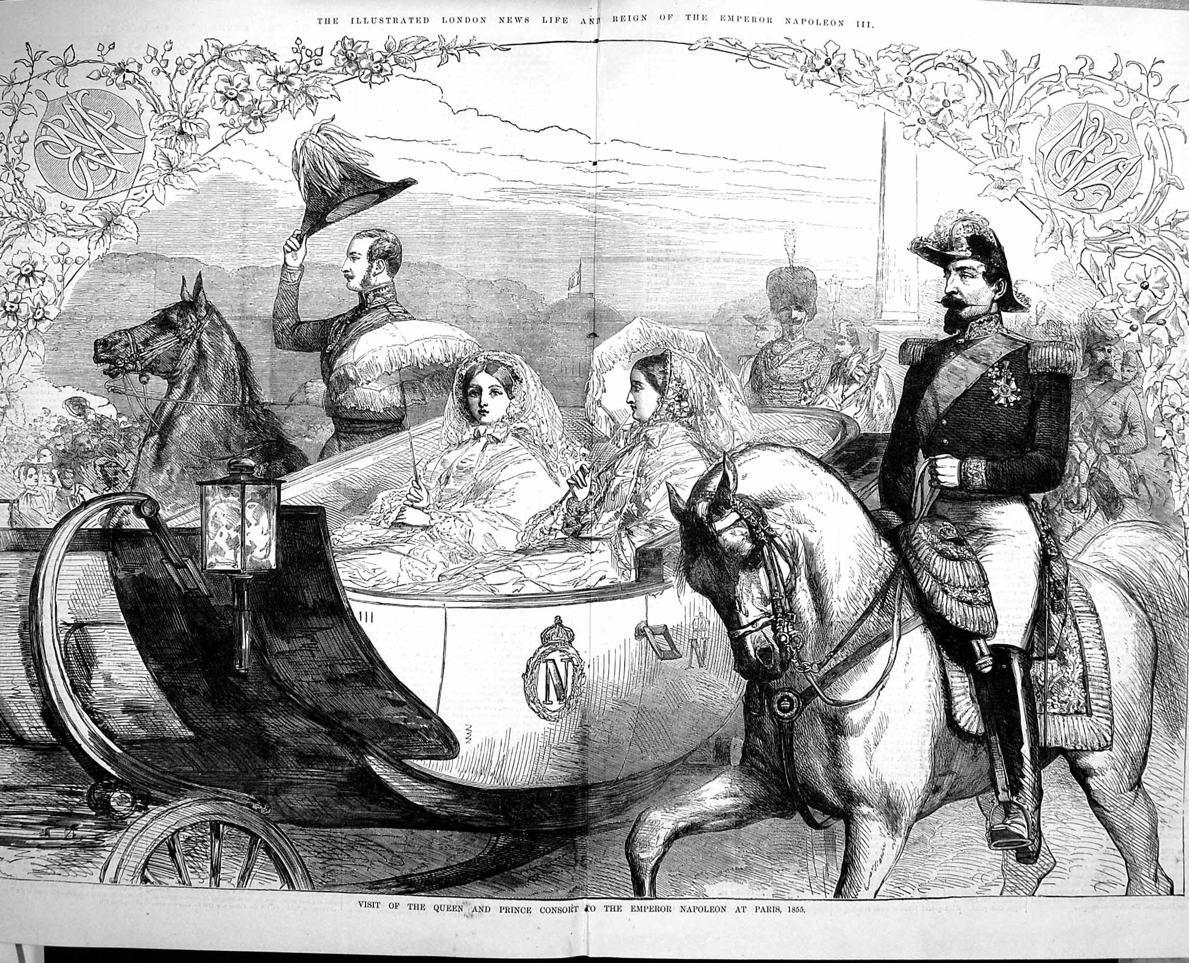 Original Old Antique Print 1879 Queen Prince Consort Emperor Napoleon Windsor