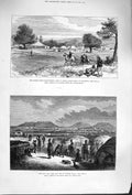 Original Old Antique Print 1879 Zulu War Fort Dundee Natal Afghan Ameer Yakoob