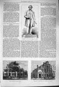 Original Old Antique Print 1879 Monument Gray Dublin Tunbridge Wells Eastbourne
