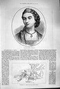 Original Old Antique Print 1879 Countess Waldegrave Sketch Prince Imperial 19th