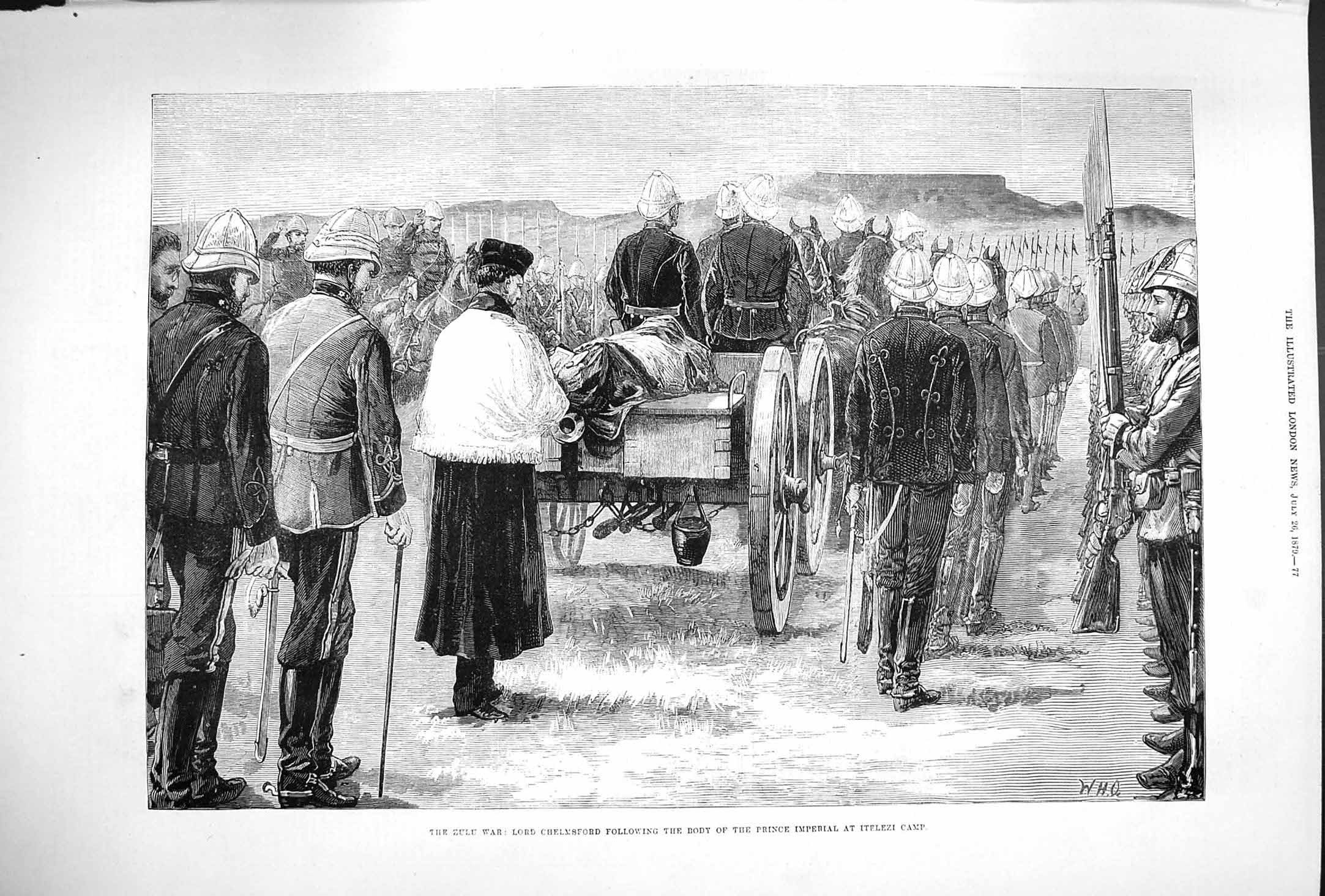 Old Antique Print 1879 Zulu War Lord Chelmsford Prince Imperial Itelezi 19th