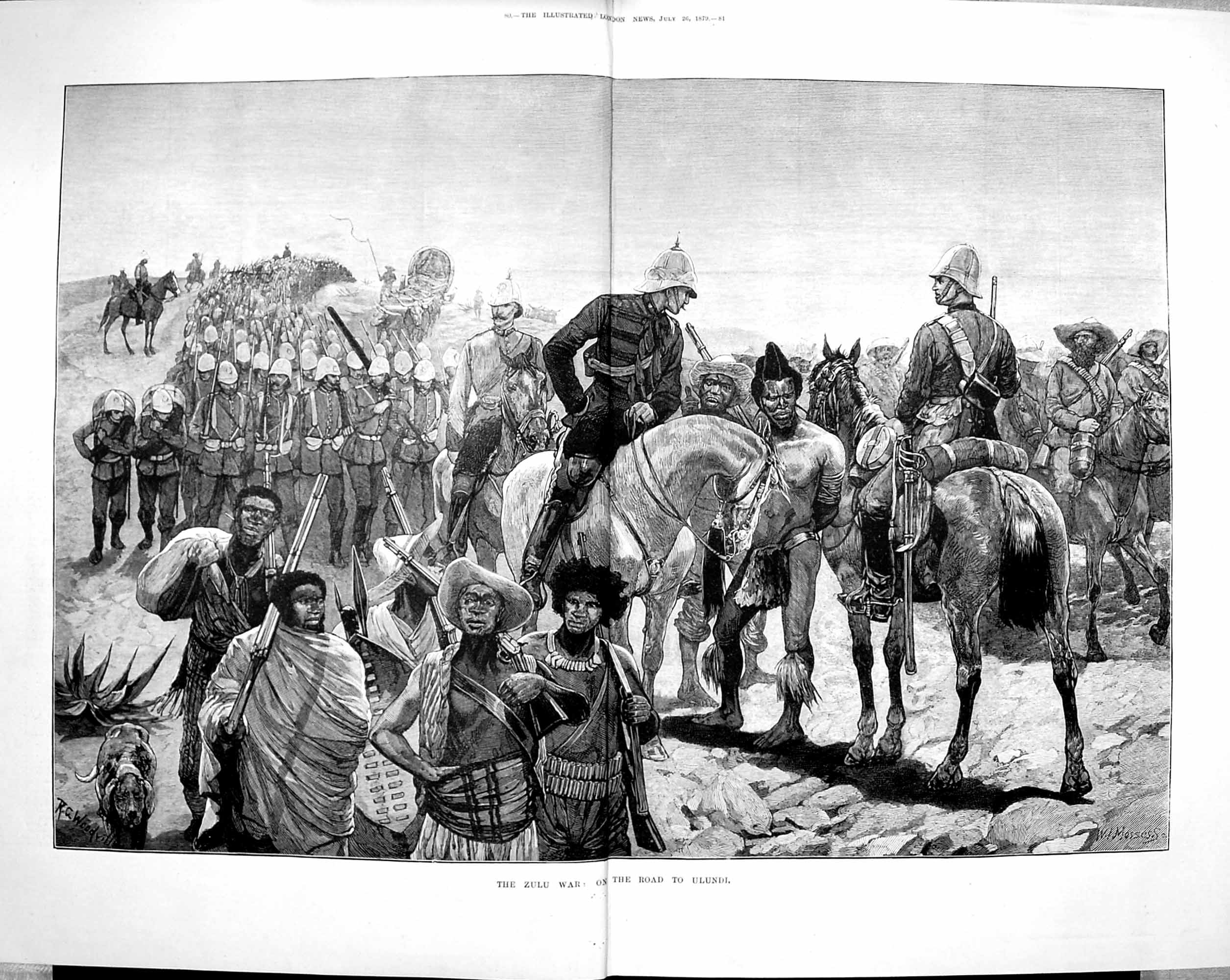 Original Old Antique Print 1879 Zulu War Siers Horses Road Ulundi Fine Art 0