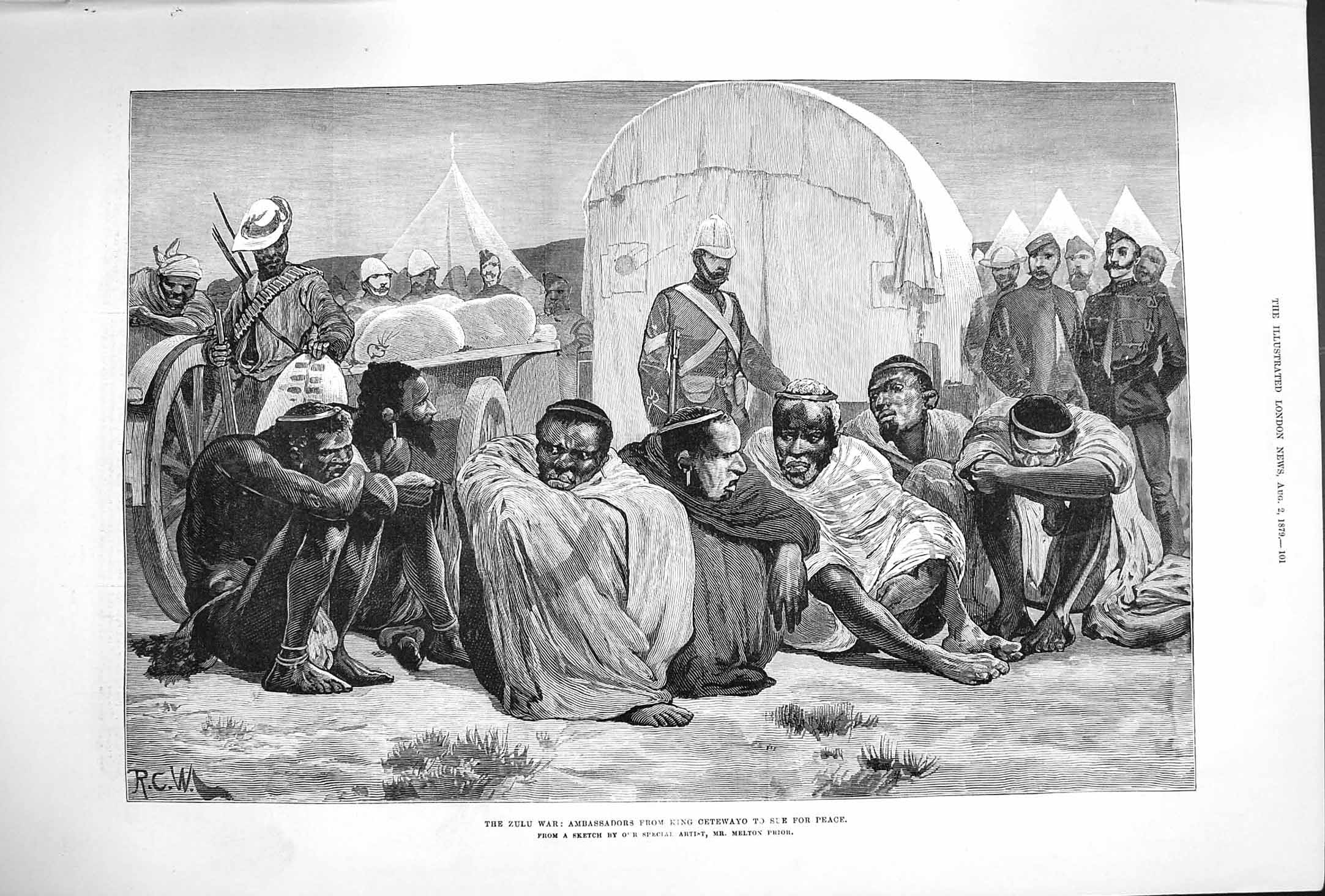 Original Old Antique Print 1879 Zulu War Ambassadors King Cetewayo Native Men