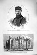 Original Old Antique Print 1879 George Taylor Rifle Wimbledon Hospital Brompton