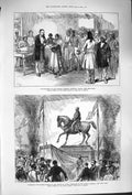 Old Antique Print 1879 Bombay Statue Prince Wales Sassoon Hospital Poona 19th