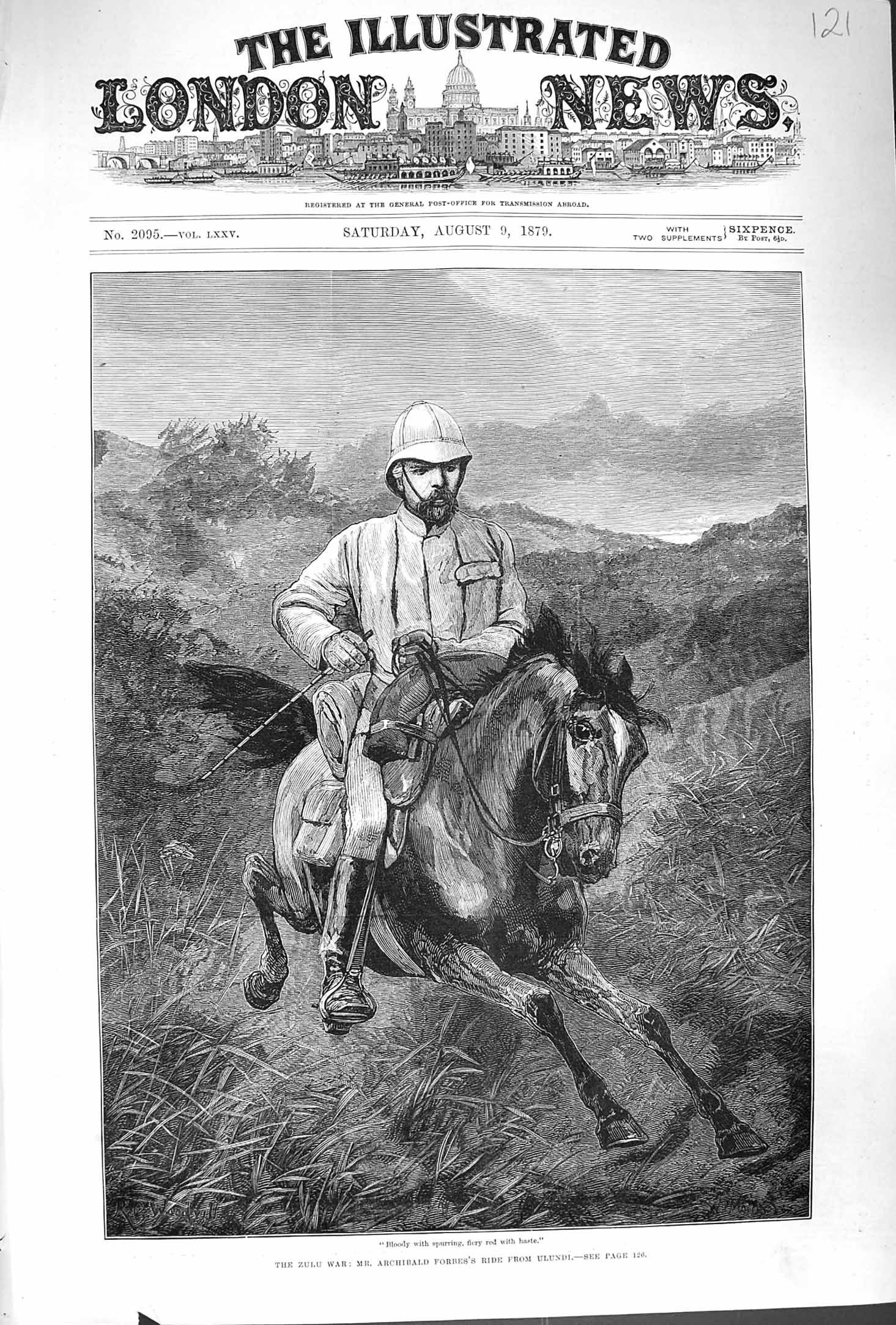 Original Old Antique Print 1879 Zulu War Archibald Forbes Horse Ulundi Fine Art
