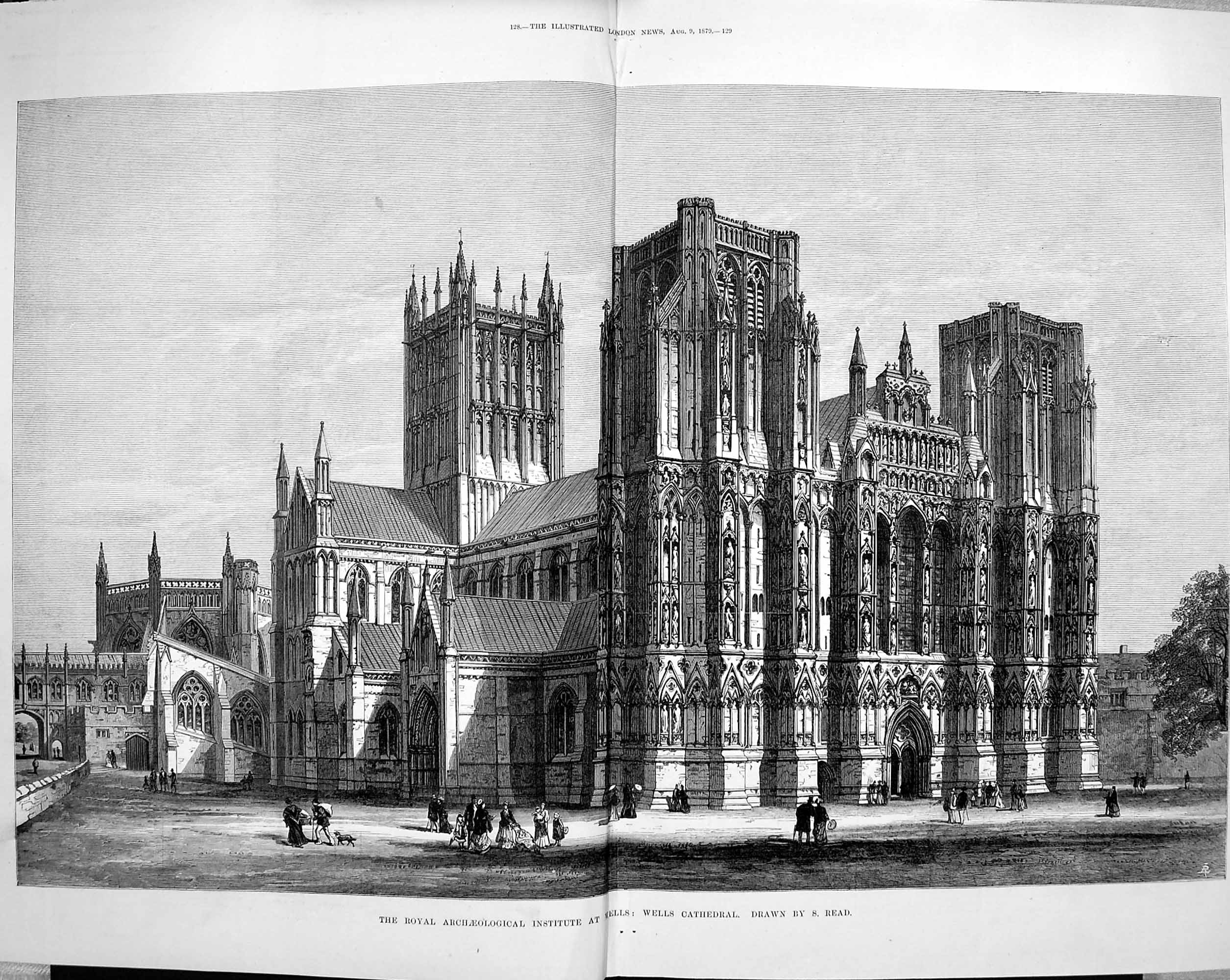 Original Old Antique Print 1879 Wells Cathedral Architecture Royal Archaeo 19th