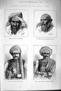 Old Antique Print 1879 Afghan Mahzum Mohammed Gunge Khan Lalpoora Hassan 19th