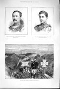 Original Old Antique Print 1879 Zulu War Graves Gingihlovo Wyatt-Edgell Frith
